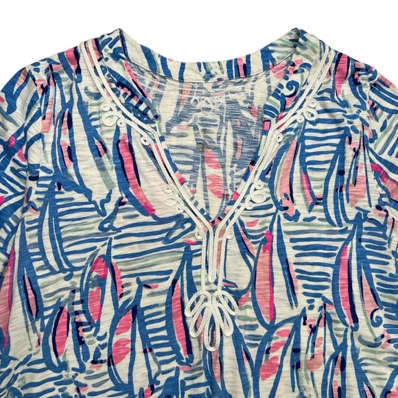 Lilly Pulitzer Kaia Knit Tunic Red Right Return Cotton Pop Over Size XL - Picture 3 of 10